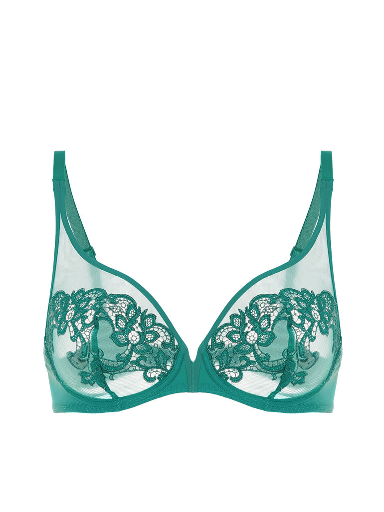 Plunging underwired bra - Garden Green