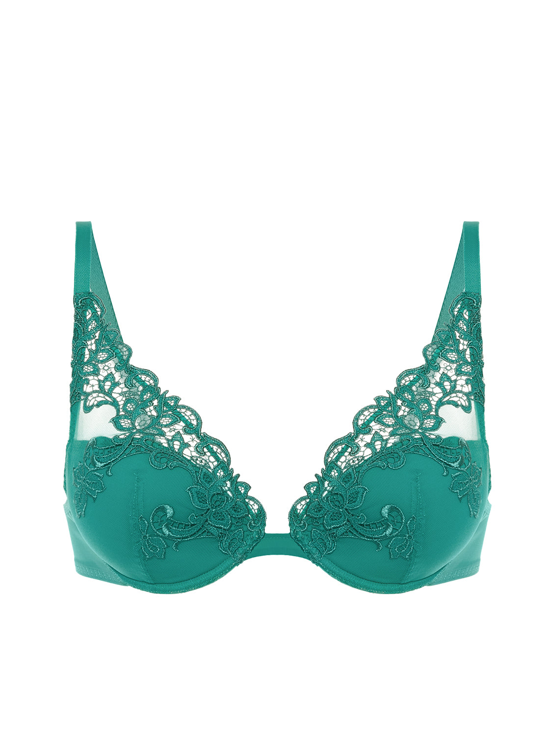 Plunging push-up bra - Garden Green