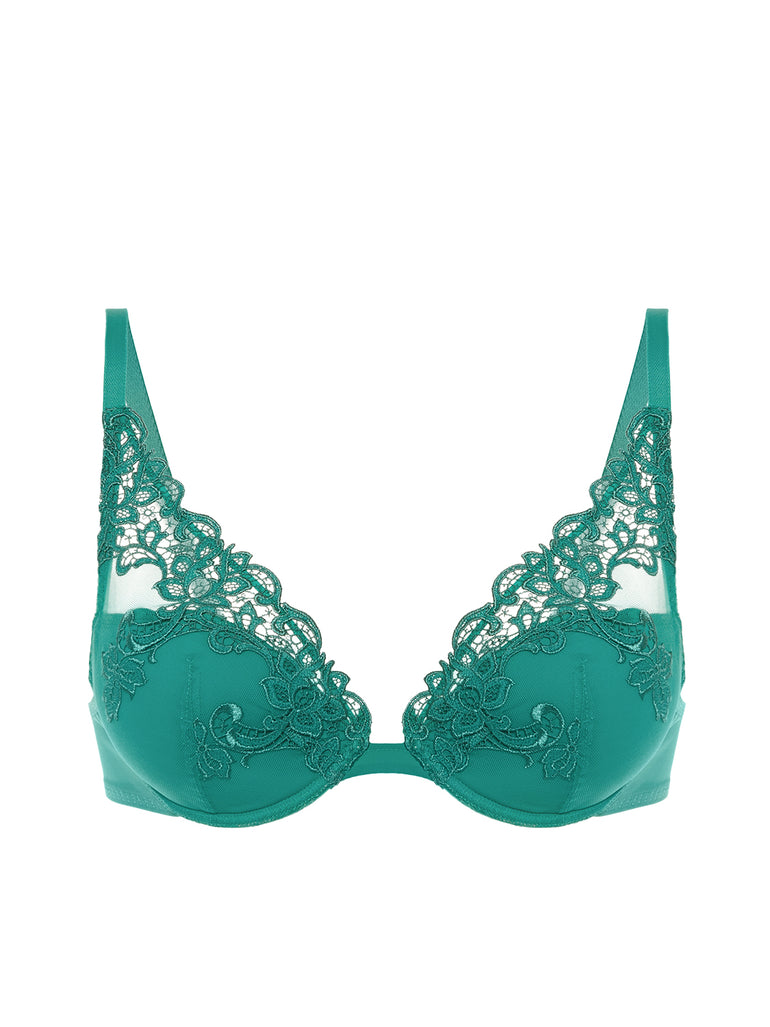 Plunging push-up bra - Garden Green