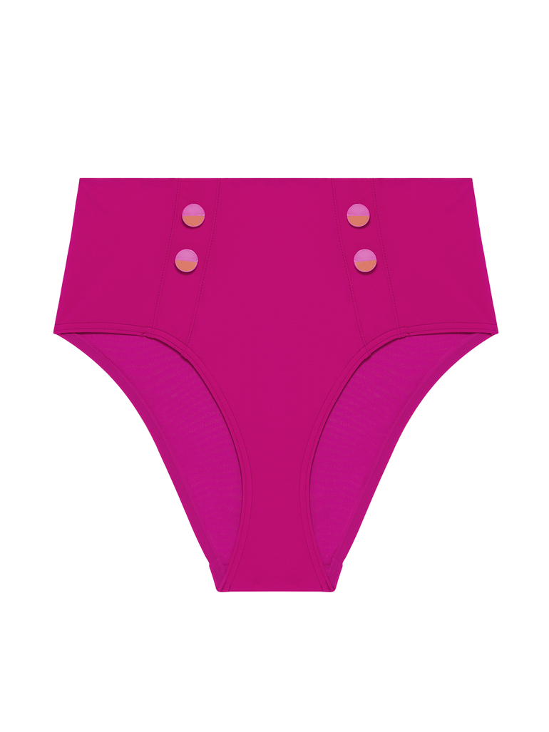 High-waist bikini brief - Hibiscus Pink