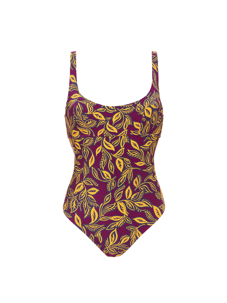 Underwired one-piece swimsuit - Agadir Purple Print