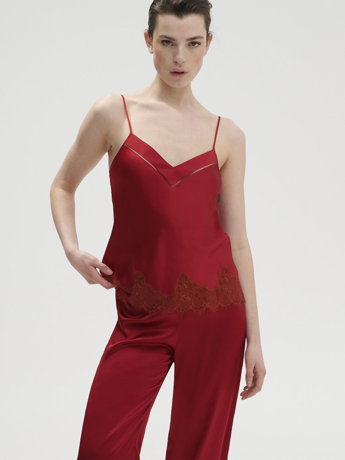 Nocturne Silk Top - Tango Red