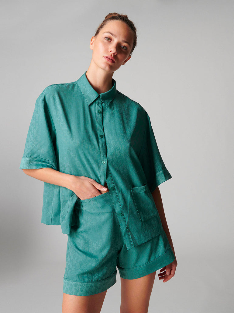 Caprice Short Sleeve Top  - Boreal Green