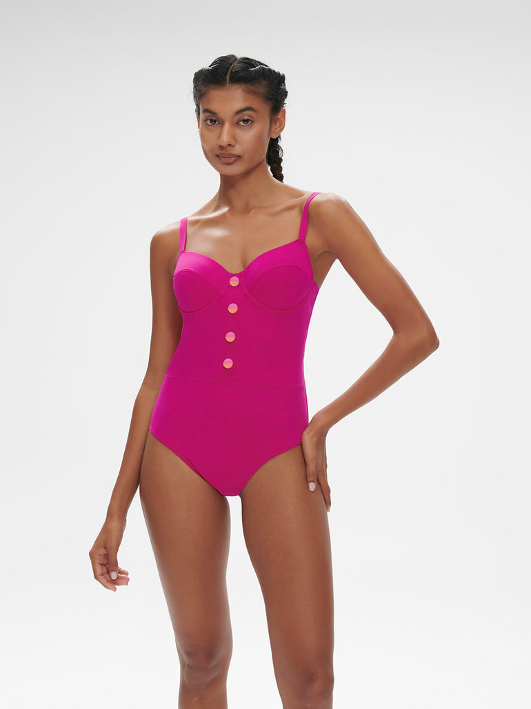 Underwired one-piece swimsuit - Hibiscus Pink