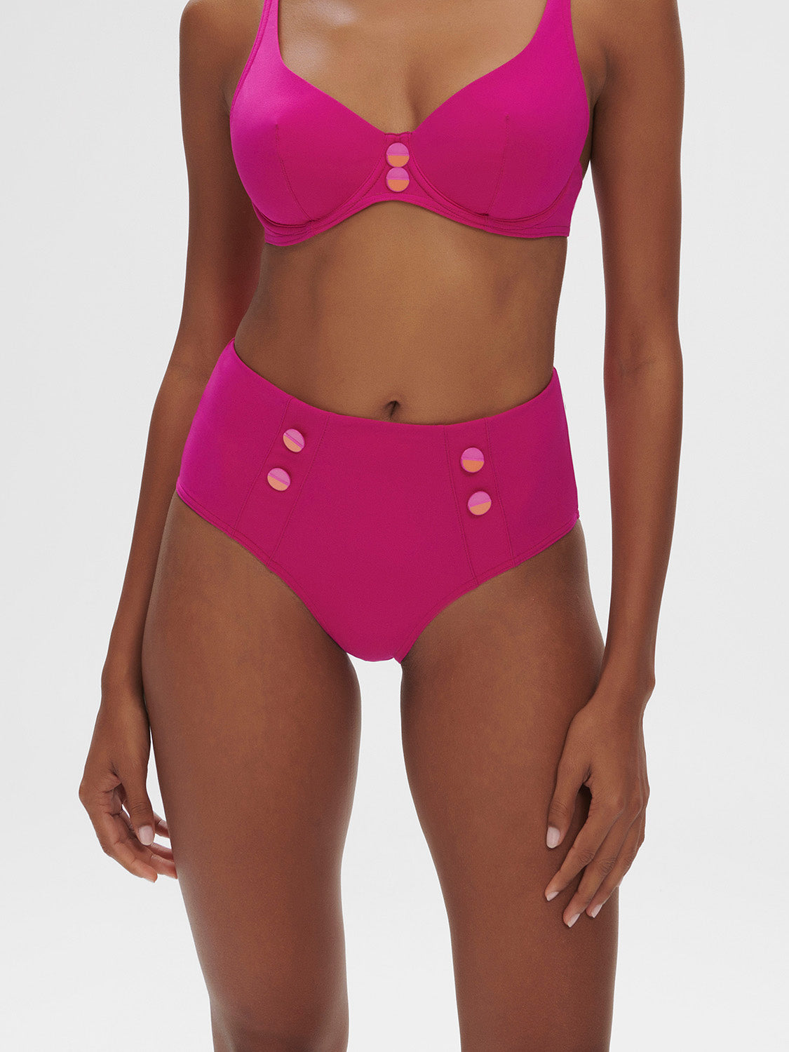 High-waist bikini brief - Hibiscus Pink