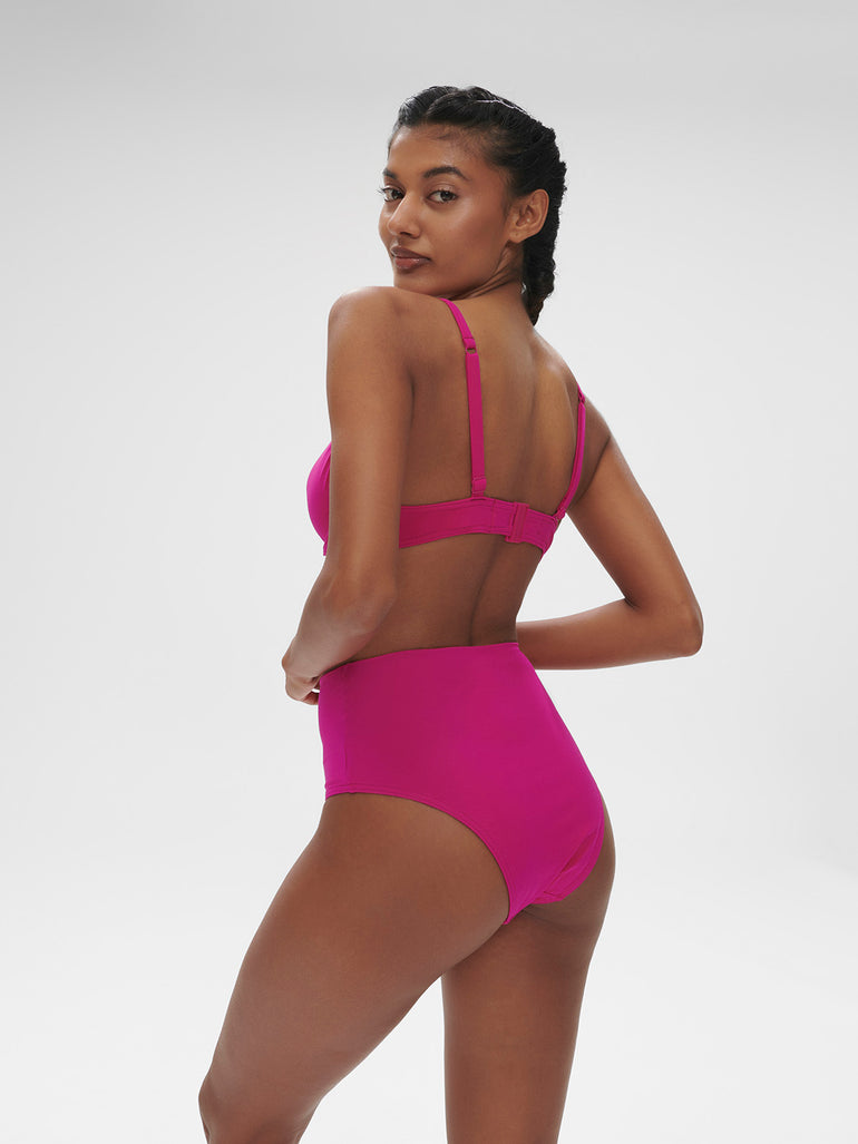 High-waist bikini brief - Hibiscus Pink