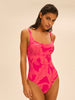 Underwired one-piece swimsuit - Bright Rose Print