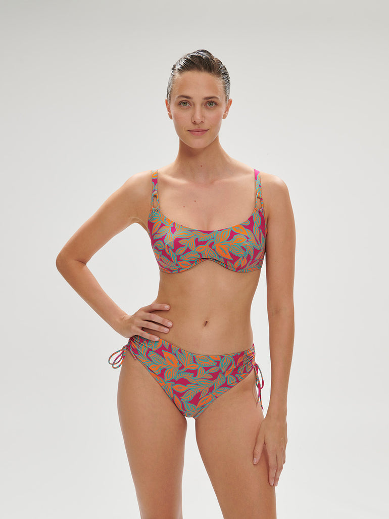 High-waist bikini brief - Menara Pink Print