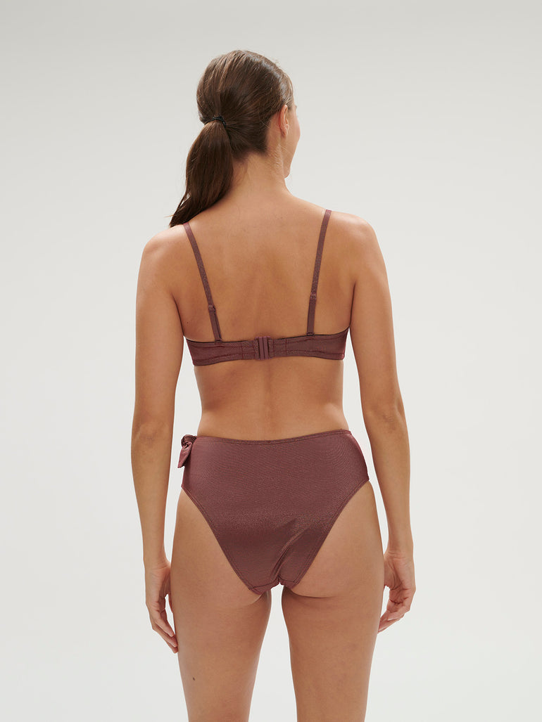 High-waist bikini brief - Lurex Dark Purple