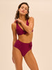 High-waist bikini brief - Cranberry
