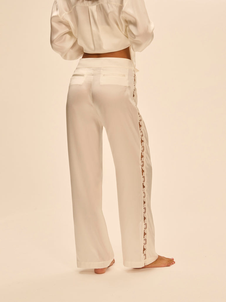 Trousers with embroidery - Natural