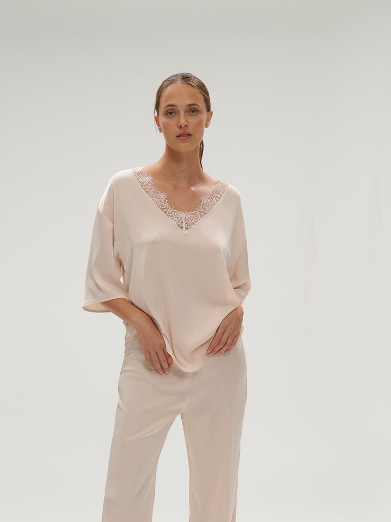 3/4 Sleeve Top - Sakura pink