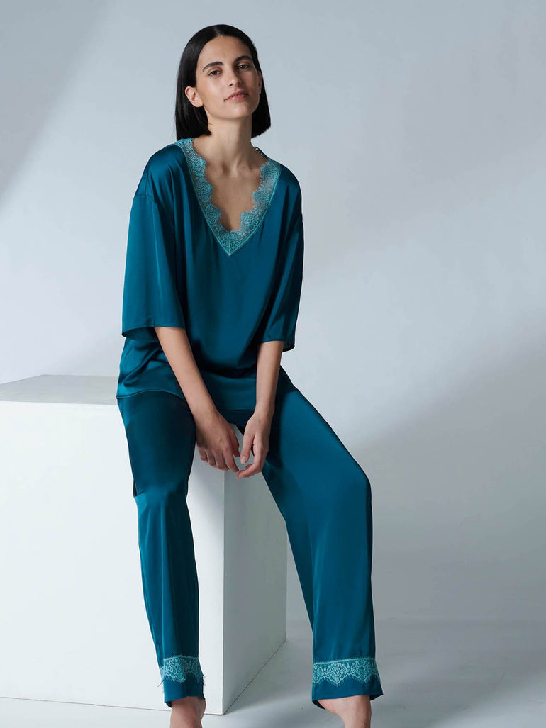 Short Sleeve Top - Cyan Blue