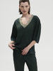 Satin Secrets Short Sleeve Top - Kolsaï Green