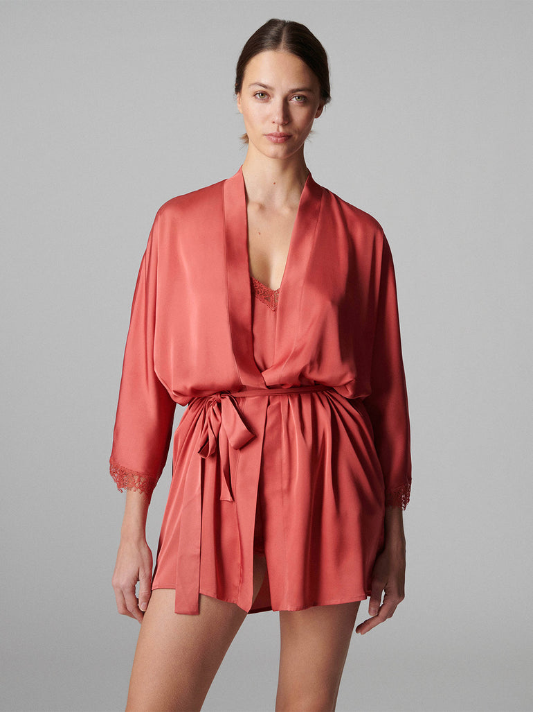 Satin Secrets Kimono - Quartz Pink