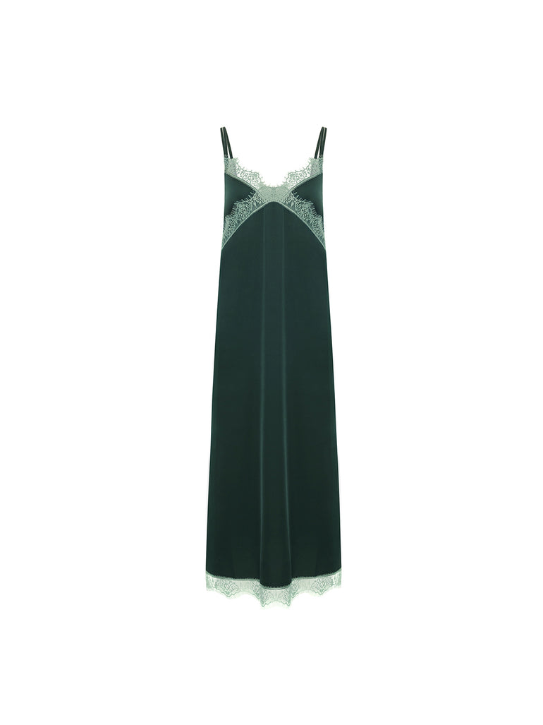 Satin Secrets Long Nightdress - Kolsaï Green