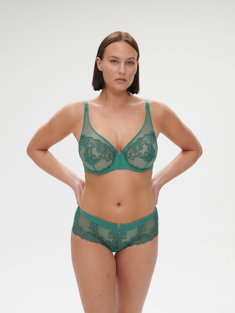 Plunging underwired bra - Garden Green