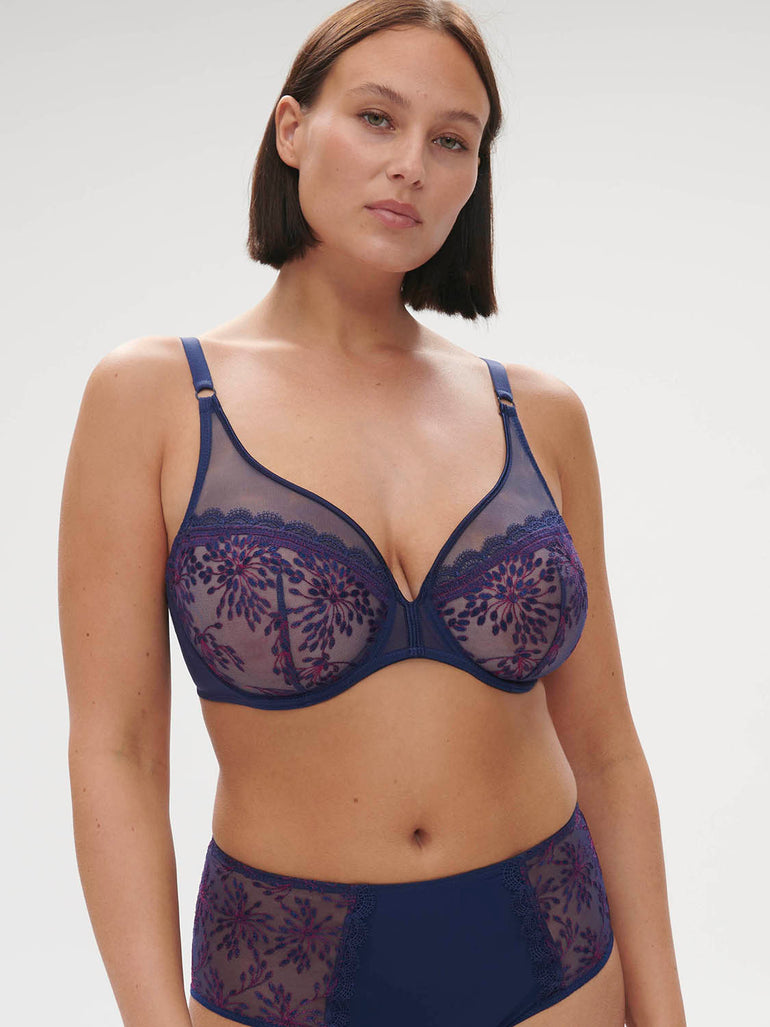 Plunging underwired bra - Midnight