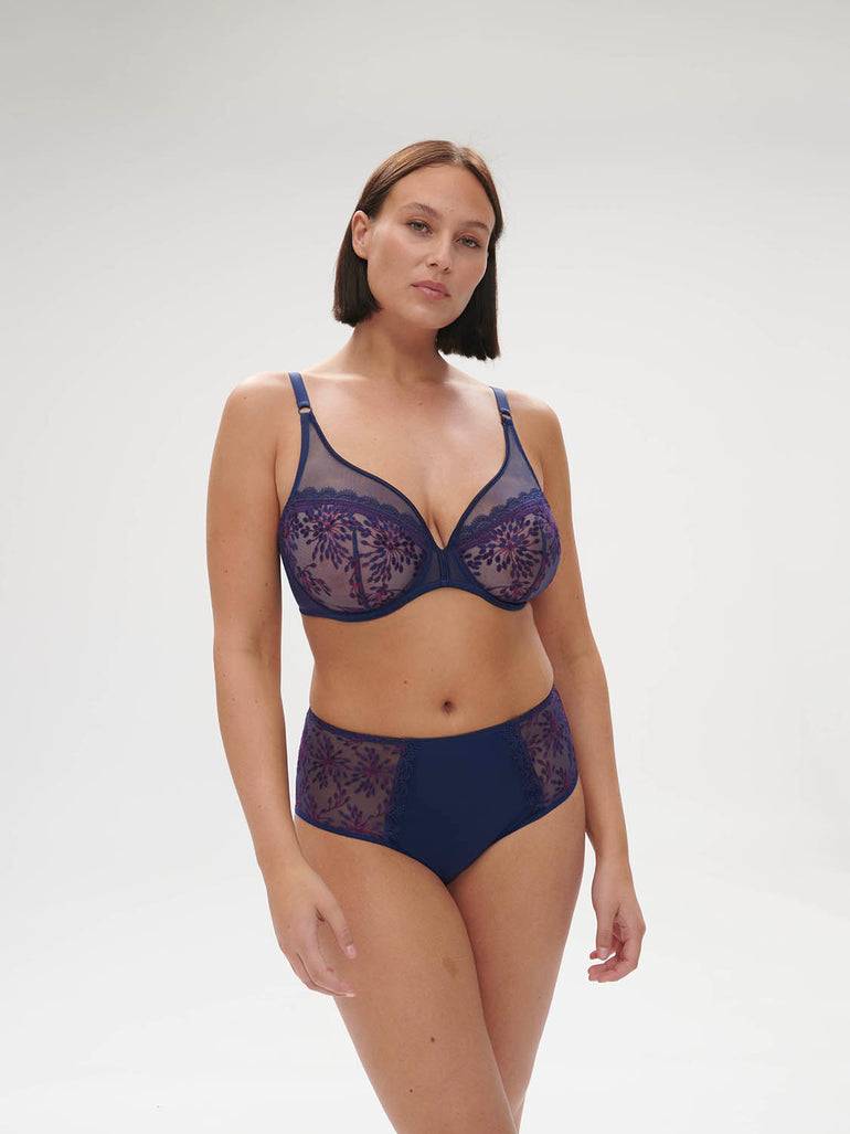 Plunging underwired bra - Midnight