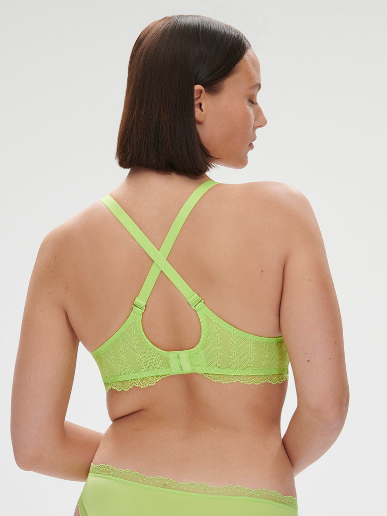 Plunging underwired bra - Lime