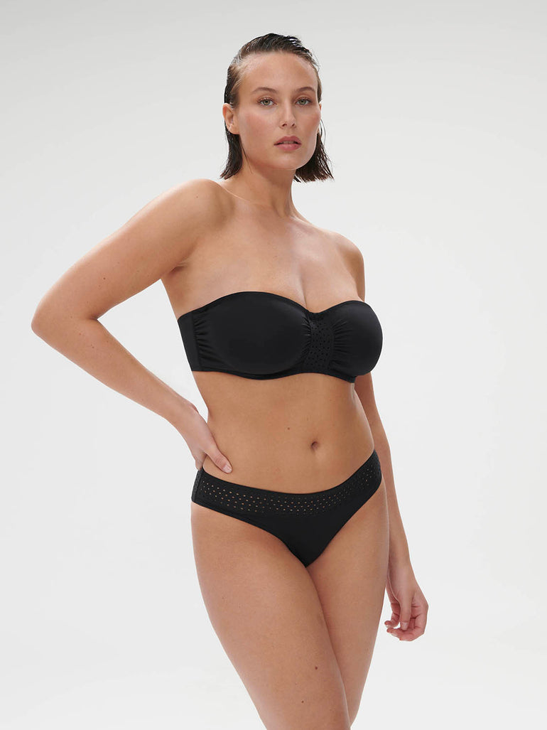 Underwired bandeau bikini top - Black