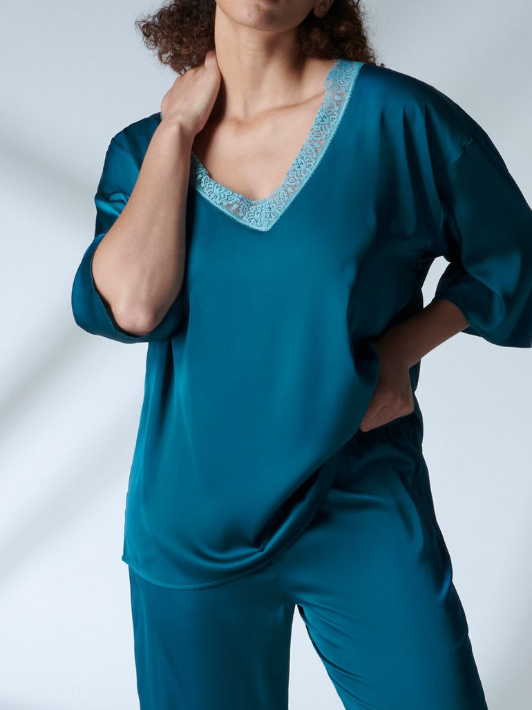 Short Sleeve Top - Cyan Blue