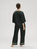 Satin Secrets Short Sleeve Top - Kolsaï Green