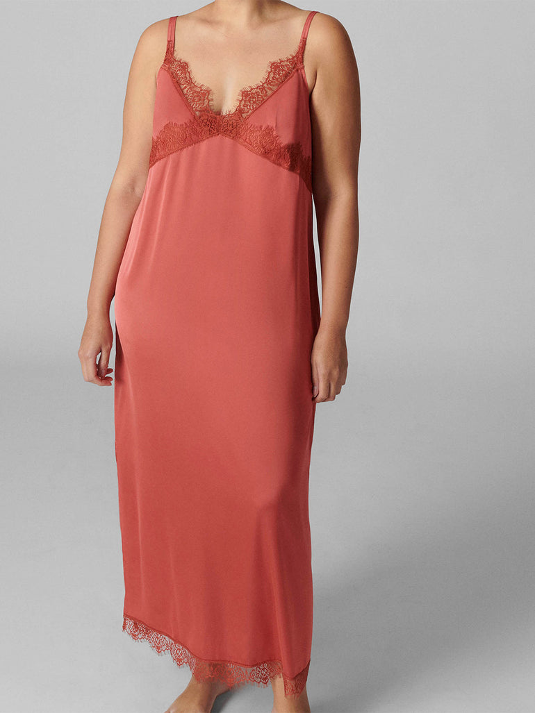 Satin Secrets Long Nightdress - Quartz Pink