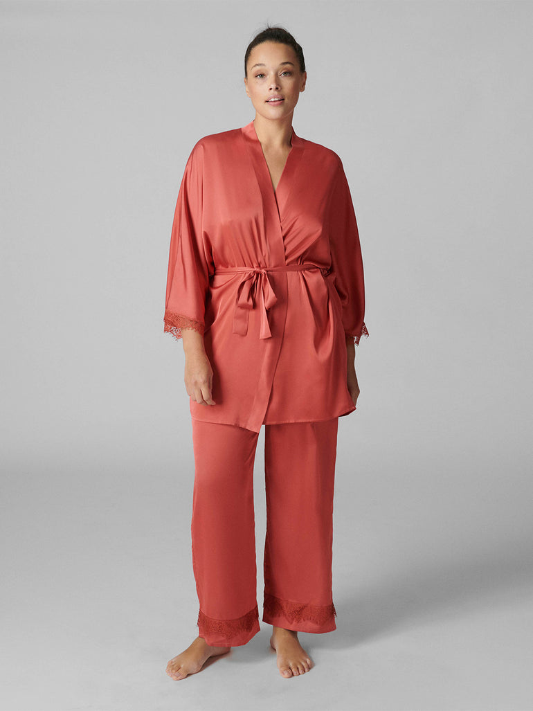 Satin Secrets Kimono - Quartz Pink