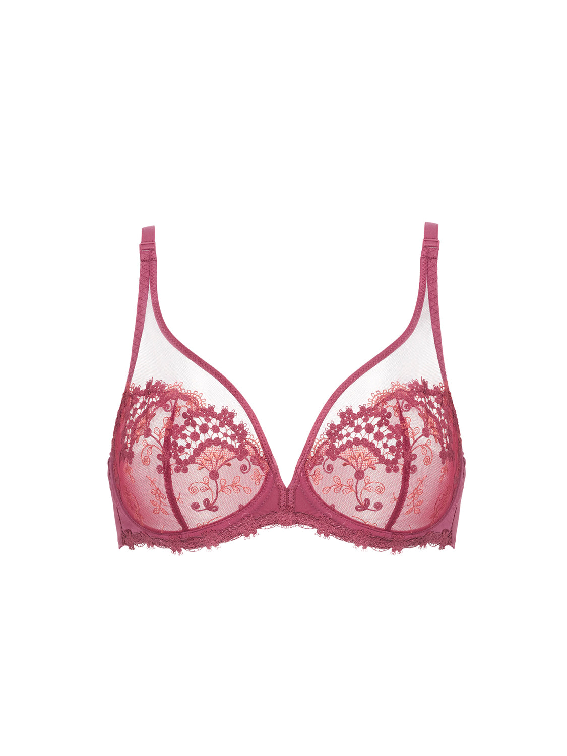 Plunging underwired bra - Rose sandalwood