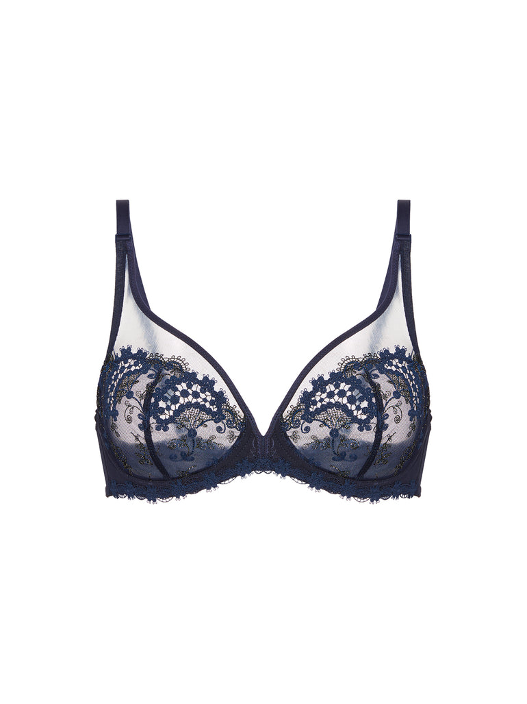 Plunging underwired bra - Sapphire