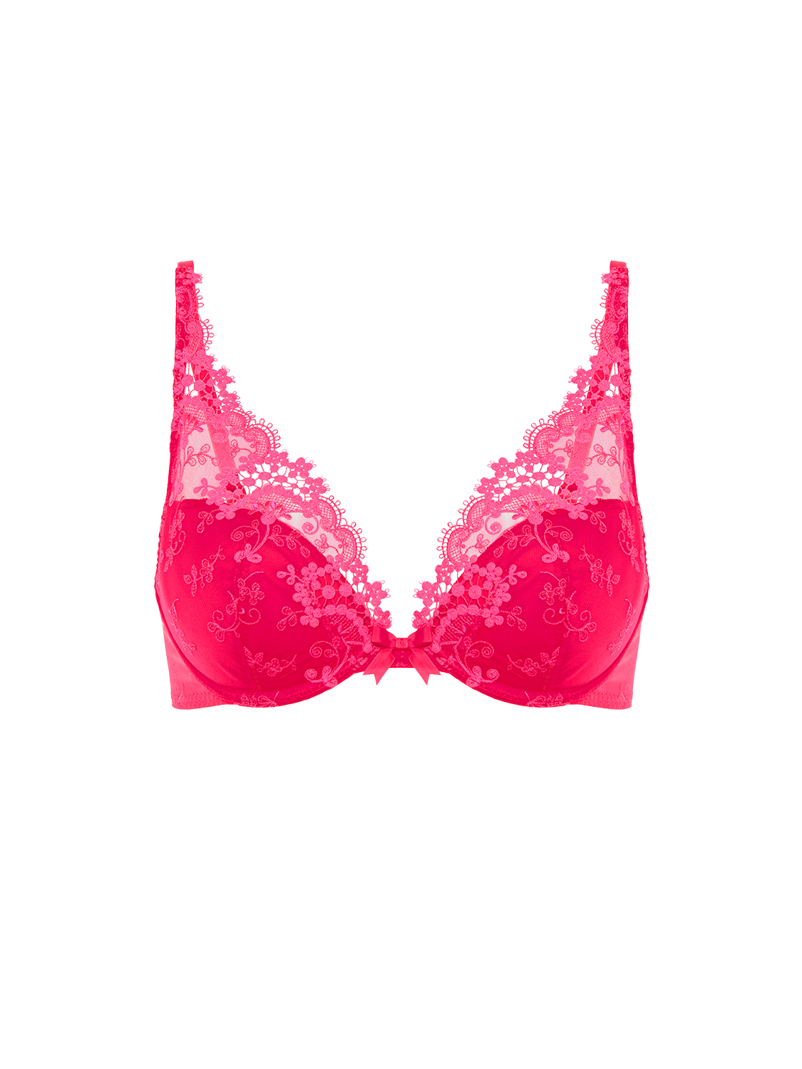 Plunging push-up bra - Fabulous Pink