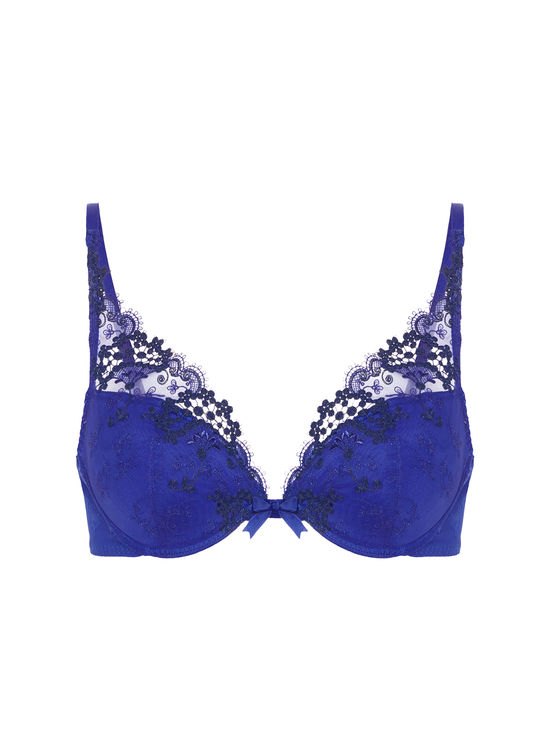 Plunging push-up bra - Electric blue