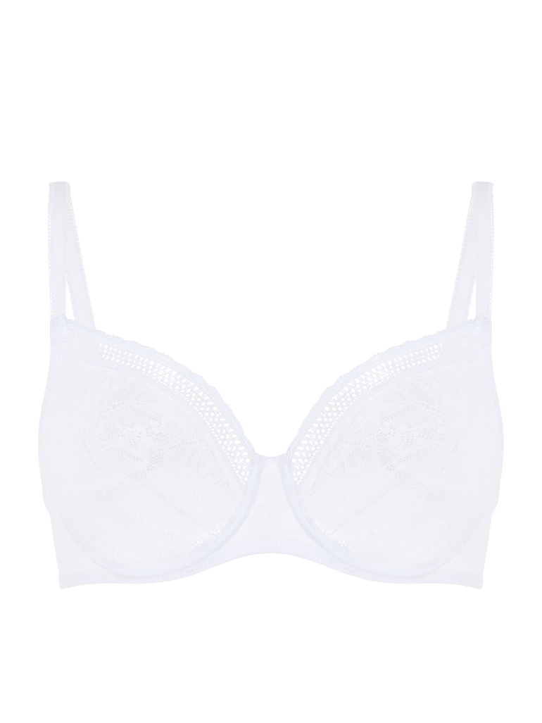 Plunging moulded underwired bra - White