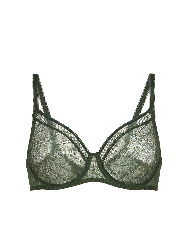 Plunging moulded underwired bra - Icon Green