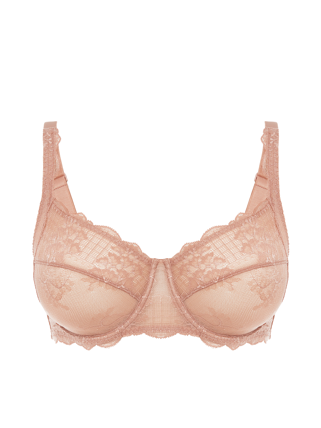 Squared neckline full cup bra - Nude