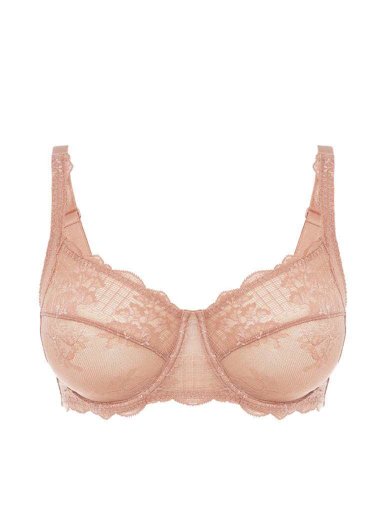 Squared neckline full cup bra - Nude