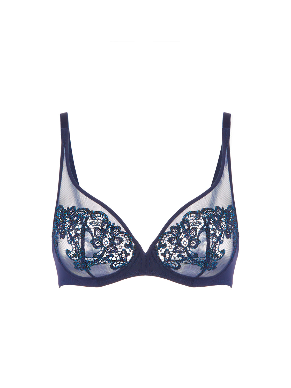 Plunging underwired bra - Sapphire