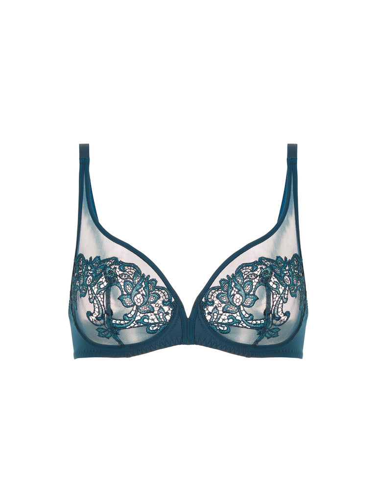 Plunging underwired bra - Prestige Blue