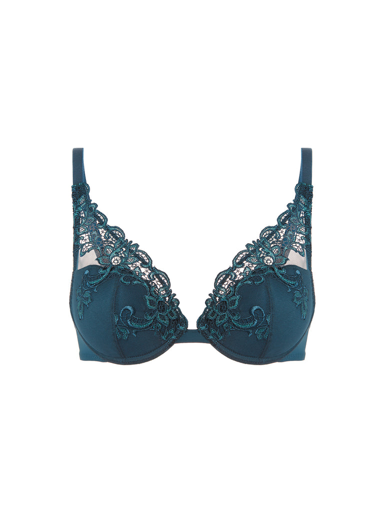 Plunging push-up bra - Prestige Blue
