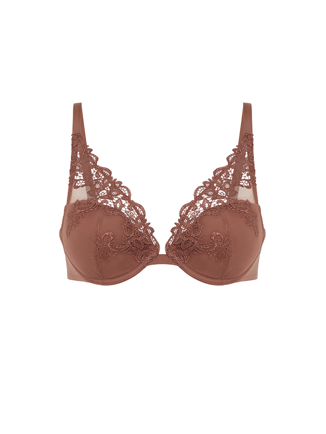 Plunging push-up bra - Tender Brown