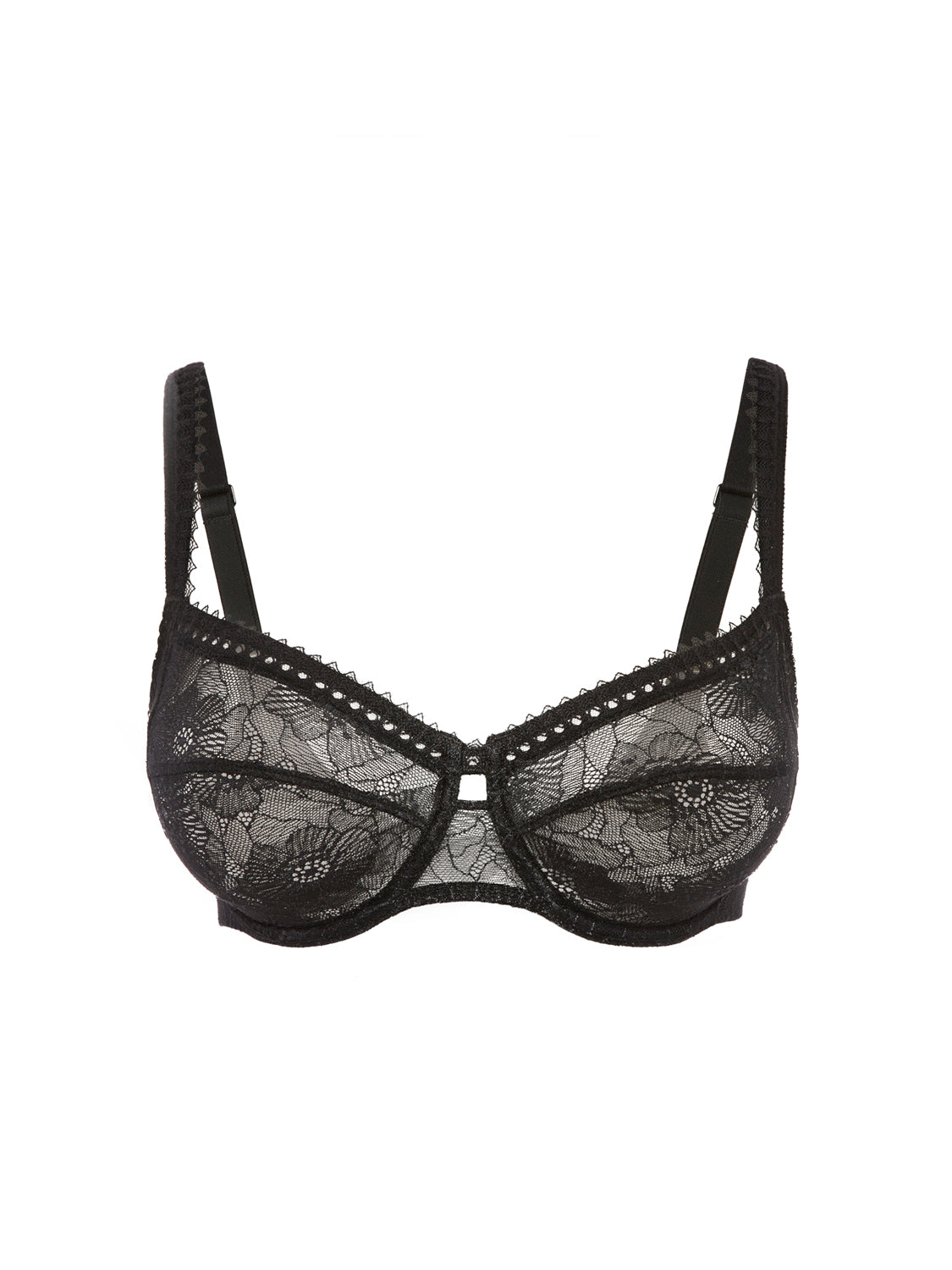 Squared neckline full cup bra - Black