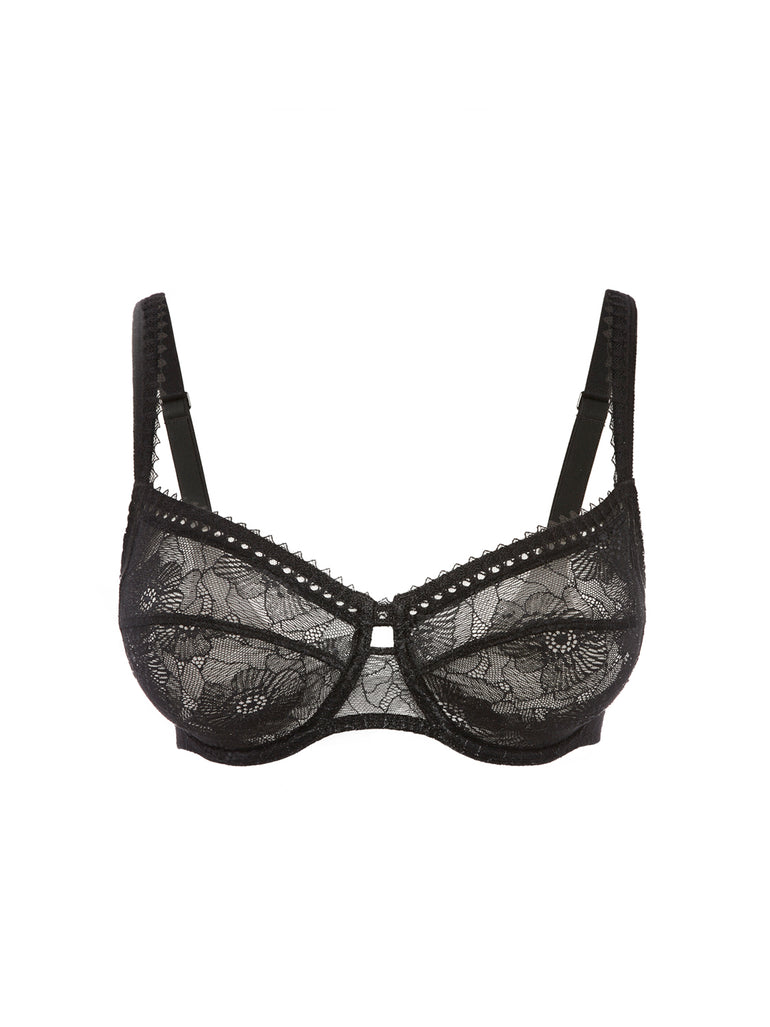 Squared neckline full cup bra - Black