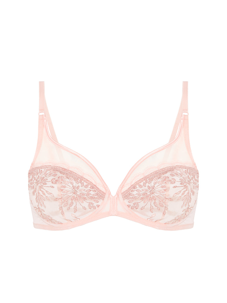 Plunging underwired bra - Petal Powder