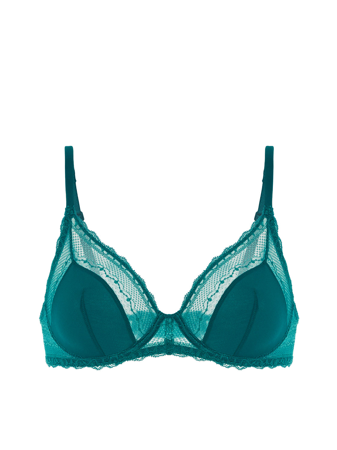 Plunging underwired bra - BLUE
