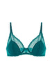 Plunging underwired bra - BLUE