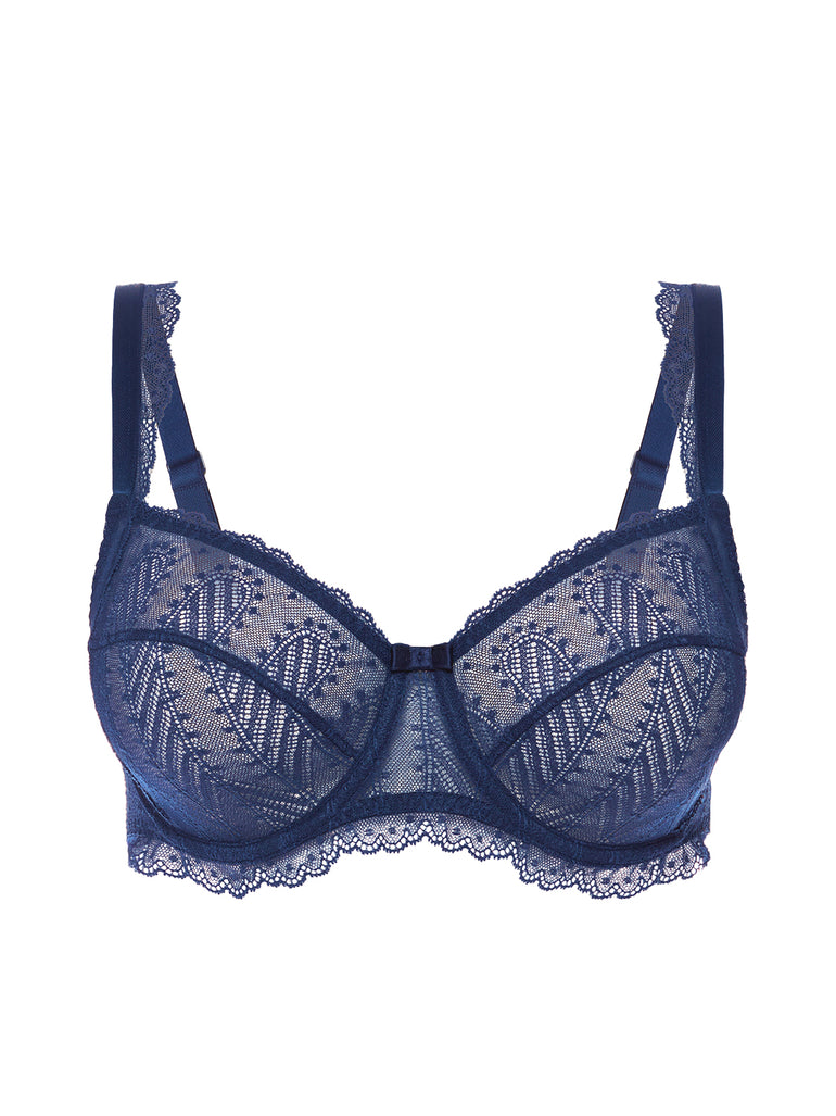 Squared neckline full cup bra - Midnight