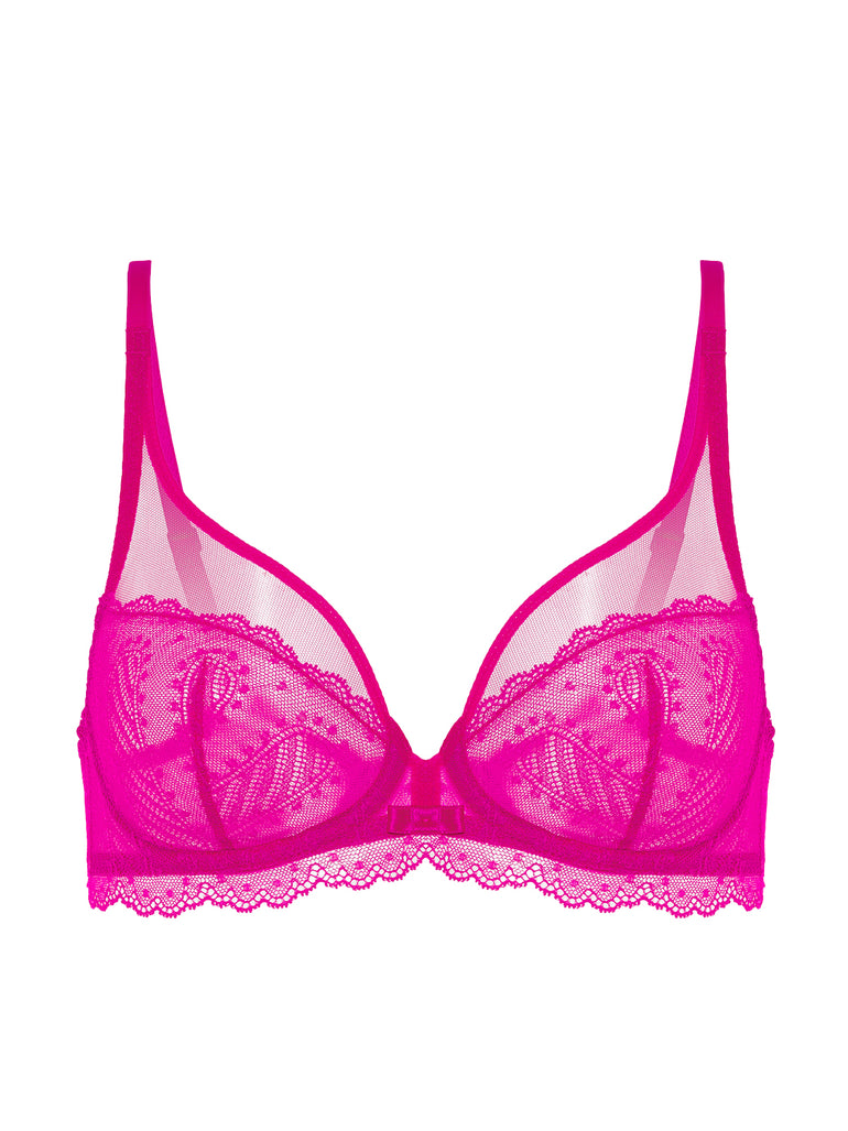 Plunging underwired bra - Hibiscus Pink
