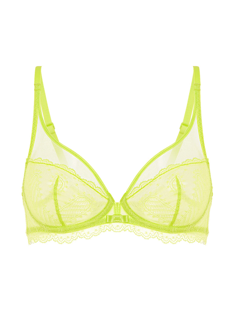 Plunging underwired bra - Lime