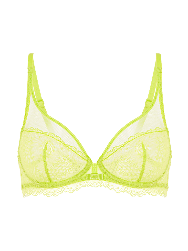 Plunging underwired bra - Lime